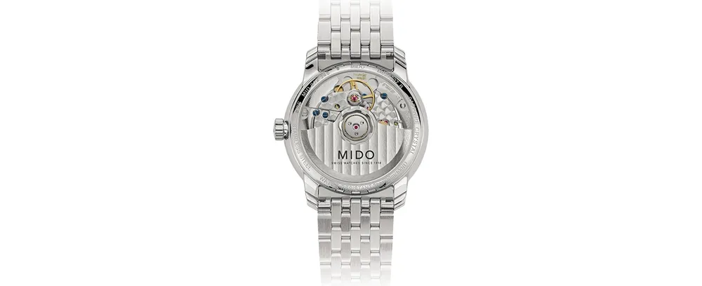 Mido Women's Swiss Automatic Baroncelli Smiling Moon Stainless Steel Bracelet Watch 33mm