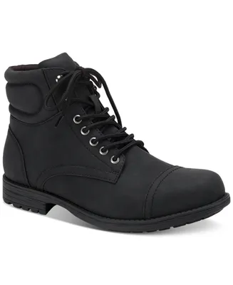 Sun + Stone Men's Baker Faux-Leather Lace-Up Boots, Created for Macy's