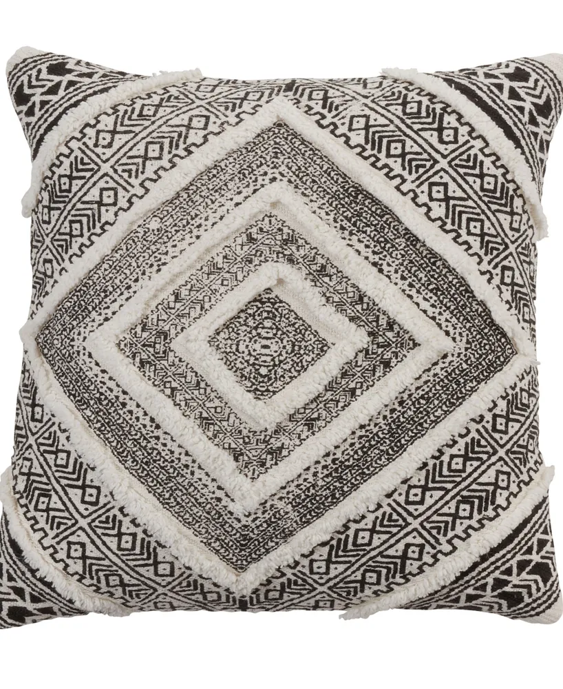 18x18 Metallic Embroidered Diamond Square Throw Pillow White