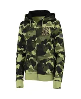 Women's New Era Green New York Yankees 2022 Mlb Armed Forces Day Camo Full-Zip Hoodie