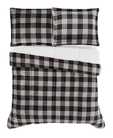 London Fog Herringbone Plaid 3 Piece Comforter Set, King