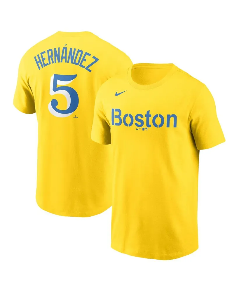 Men's Nike Enrique Hernandez Gold and Light Blue Boston Red Sox City Connect Name & Number T-shirt