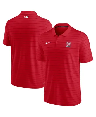 Men's Nike Red Washington Nationals Authentic Collection Striped Performance Pique Polo Shirt