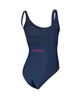 Women's G-iii 4Her by Carl Banks Navy Cleveland Guardians Making Waves One-Piece Swimsuit