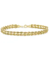 Double Row Twisted Heart Link Bracelet 14k Gold