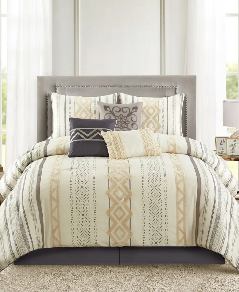 Alana 7-Piece Comforter Set, King - Beige