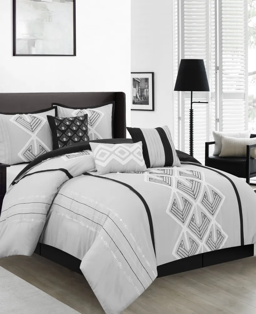 Oliver 7-Piece Comforter Set, King - Black