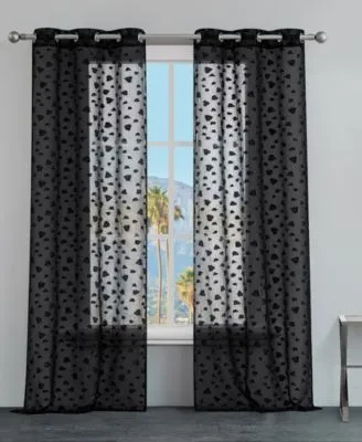 Juicy Couture Ethel Leopard Embellished Sheer Grommet Window Curtain Panel Pair Collection