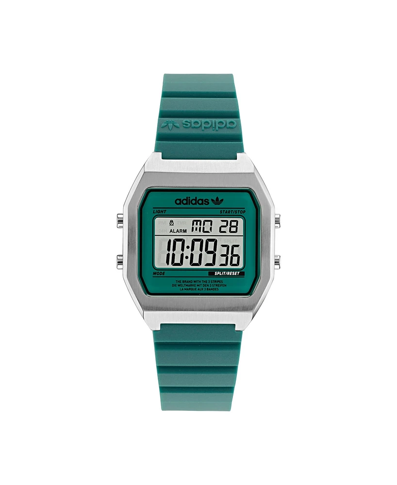 adidas Unisex Digital Two Green Resin Strap Watch 36mm
