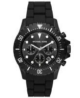 Michael Kors Men's Everest Chronograph Black Ion Plated Stainless Steel and Silicone Bracelet Watch 45mm