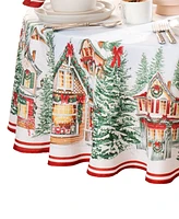 Elrene Storybook Christmas Village Holiday Tablecloth