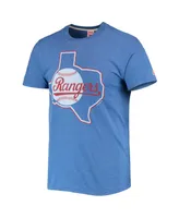 Men's Homage Royal Texas Rangers Hand-Drawn Logo Tri-Blend T-shirt