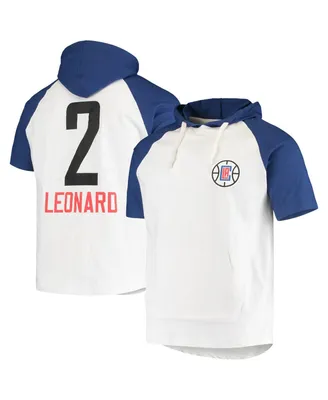 Men's Kawhi Leonard White and Royal La Clippers Player Raglan Pullover Hoodie