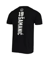 Men's Fanatics Luka Samanic Black San Antonio Spurs Playmaker Name and Number Logo T-shirt