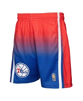 Men's Mitchell & Ness Red, Royal Philadelphia 76ers 1996/97 Hardwood Classics Fadeaway Reload 3.0 Swingman Shorts