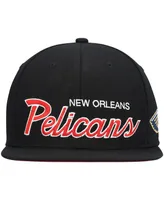 Men's Mitchell & Ness Black New Orleans Pelicans Hardwood Classics Script 2.0 Snapback Hat