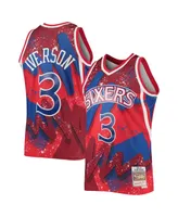 Men's Mitchell & Ness Allen Iverson Red Philadelphia 76ers Hardwood Classics 1996 Hyper Hoops Swingman Jersey