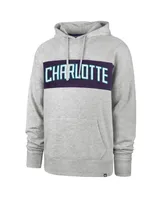 Men's '47 Gray Charlotte Hornets 2021/22 City Edition Wordmark Chest Pass Pullover Hoodie