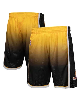 Men's Mitchell & Ness Gold, Black Los Angeles Lakers 2009/10 Hardwood Classics Fadeaway Reload 3.0 Swingman Shorts