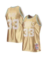 Men's Mitchell & Ness Larry Bird Gold Boston Celtics 75th Anniversary 1985-86 Hardwood Classics Swingman Jersey