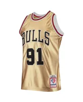 Men's Mitchell & Ness Dennis Rodman Gold Chicago Bulls 75th Anniversary 1997-98 Hardwood Classics Swingman Jersey