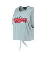 Women's The Wild Collective Light Blue Boston Red Sox Open Back Twist-Tie Tank Top