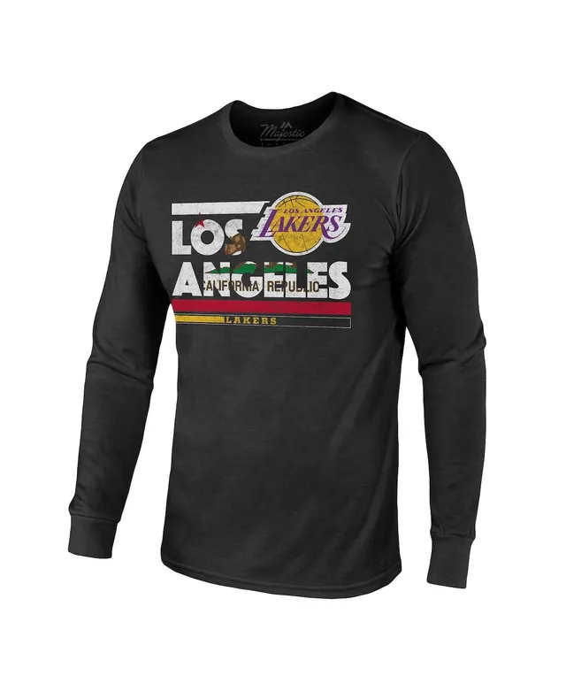 Men's Majestic Threads Heathered Black Los Angeles Lakers Wordmark