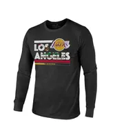 Men's Majestic Threads Black Los Angeles Lakers City and State Tri-Blend Long Sleeve T-shirt