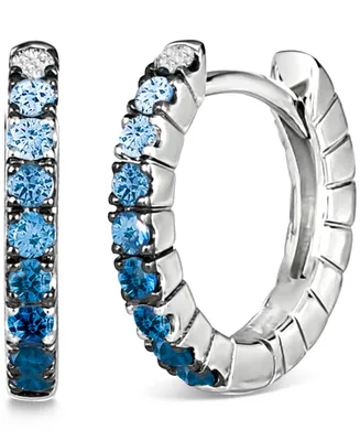 Le Vian Denim Ombre Sapphire (1/4 ct. t.w.) & White Sapphire (1/20 ct. t.w.) Small Hoop Earrings in 14k White Gold, 0.5"