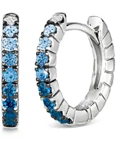 Le Vian Denim Ombre Sapphire (1/4 ct. t.w.) & White Sapphire (1/20 ct. t.w.) Small Hoop Earrings in 14k White Gold, 0.5"