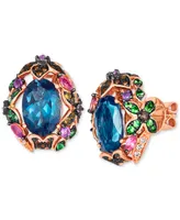 Le Vian Multi-Gemstone (8-5/8 ct. t.w.) & Nude Diamond (1/6 ct. t.w.) Floral Statement Stud Earrings in 14k Rose Gold