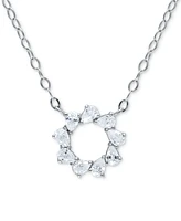 Giani Bernini Cubic Zirconia Pear Circle Pendant Necklace, 16" + 2" extender, Created for Macy's