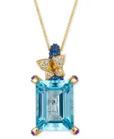 Le Vian Crazy Collection Multi-Gemstone (12-1/2 ct. t.w.) & Diamond (1/10 ct. t.w.) Butterfly 20" Adjustable Pendant Necklace in 14k Gold