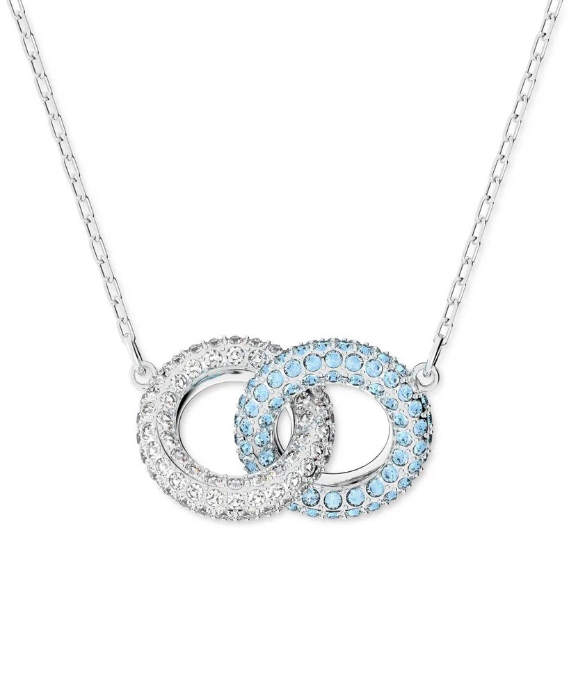 Swarovski Pave Linked Circle Pendant Necklace, 14-7/8" + 2" extender