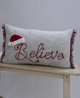Vibhsa Christmas Pillow for Holidays-Believe, 24" x 14"
