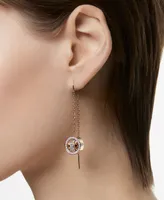 Swarovski Gold-Tone Pave Circle & Chain Threader Earrings - Rose Gold