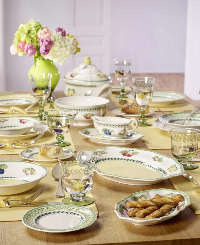  Villeroy & Boch French Garden Green Line Salad Plate, 8.25 in,  Premium Porcelain, White/Green: Home & Kitchen