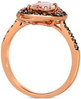 Le Vian Peach Morganite (7/8 ct. t.w.) & Diamond (3/8 ct. t.w.) Halo Ring in 14k Rose Gold