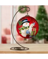 Ne'Qwa Art 7221113 Snowman Celebration Hand-Painted Blown Glass Ornament