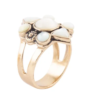 Barse Maldives Bronze and Genuine Mother-of-Pearl Ring - Mother-of