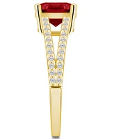 Macy's Garnet and Diamond Accent Ring 14K Yellow Gold