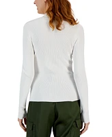 I.n.c. International Concepts Women's Detail Ribbed Mock Neck Sweater, Created for Macy's