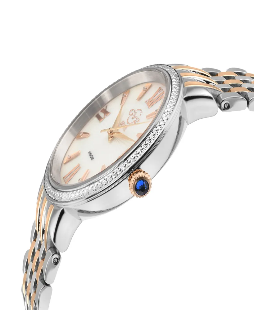 Gevril Women's Genoa Swiss Quartz Two-Tone Stainless Steel Bracelet Watch 36mm - Silver
