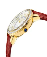 Gevril Women's Marsala Swiss Quartz Italian Red Leather Strap Watch 37mm