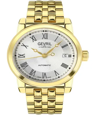 Gevril Men's Madison Swiss Automatic Gold-Tone Stainless Steel Bracelet Watch 39mm - Gold
