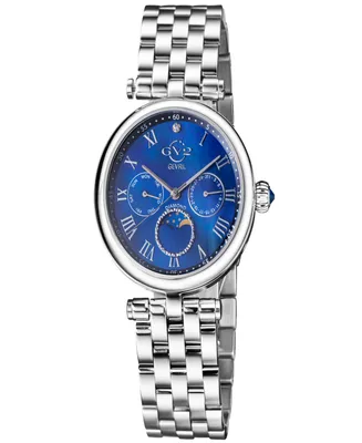 Gevril Women's Florence Swiss Quartz Silver-Tone Stainless Steel Bracelet Watch 36mm