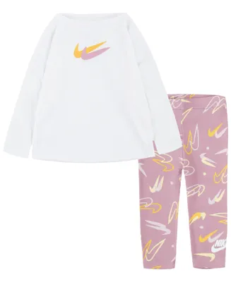 Nike Baby Girls Long Sleeve Shirt and Leggings, 2 Piece Set