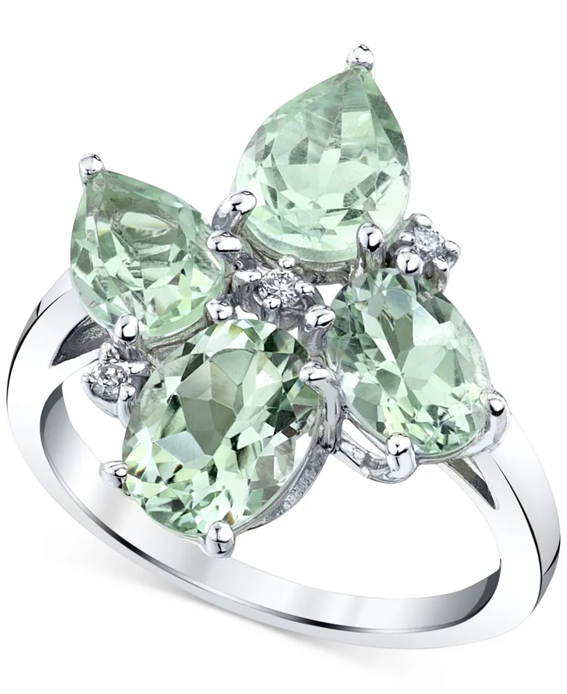 Green Quartz (3-7/8 ct. t.w.) & Diamond (1/20 ct. t.w.) Ring in Sterling Silver