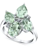 Green Quartz (3-7/8 ct. t.w.) & Diamond (1/20 ct. t.w.) Ring in Sterling Silver