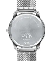 Movado Men's Swiss Bold Thin Stainless Steel Mesh Bracelet Watch 42mm